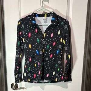 Black Holiday Light-Print Quarter Zip Pullover